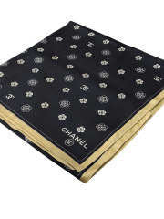 C DESEN LOGO MODEL VUAL İPEK ŞAL SİYAH BEJ