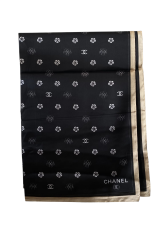 C DESEN LOGO MODEL VUAL İPEK ŞAL SİYAH BEJ