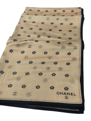 C DESEN LOGO MODEL VUAL İPEK ŞAL  GOLD SİYAH