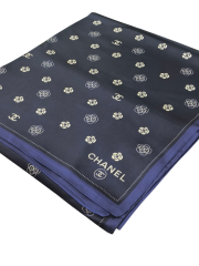 C DESEN LOGO MODEL VUAL İPEK ŞAL LACİVERT