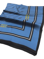 MONOGRAM DESEN VUAL İPEK ŞAL MAVİ