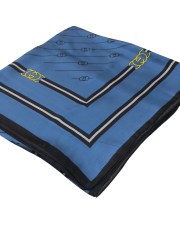 MONOGRAM DESEN VUAL İPEK ŞAL MAVİ
