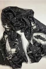 EKOSE C DESEN VUAL İPEK ŞAL SİYAH