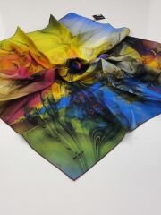 SARAR İNTERVİEW TİVİL İPEK EŞARP EBRU DESEN  10012-7