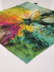 SARAR İNTERVİEW TİVİL İPEK EŞARP EBRU DESEN YEŞİL 10012-4