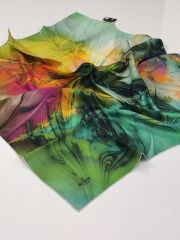 SARAR İNTERVİEW TİVİL İPEK EŞARP EBRU DESEN YEŞİL 10012-4