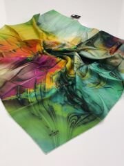 SARAR İNTERVİEW TİVİL İPEK EŞARP EBRU DESEN YEŞİL 10012-4