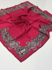 BALSE SURA İPEK EŞARP ORTASI BOŞ DESEN VARAKLI FUŞYA 5000-1