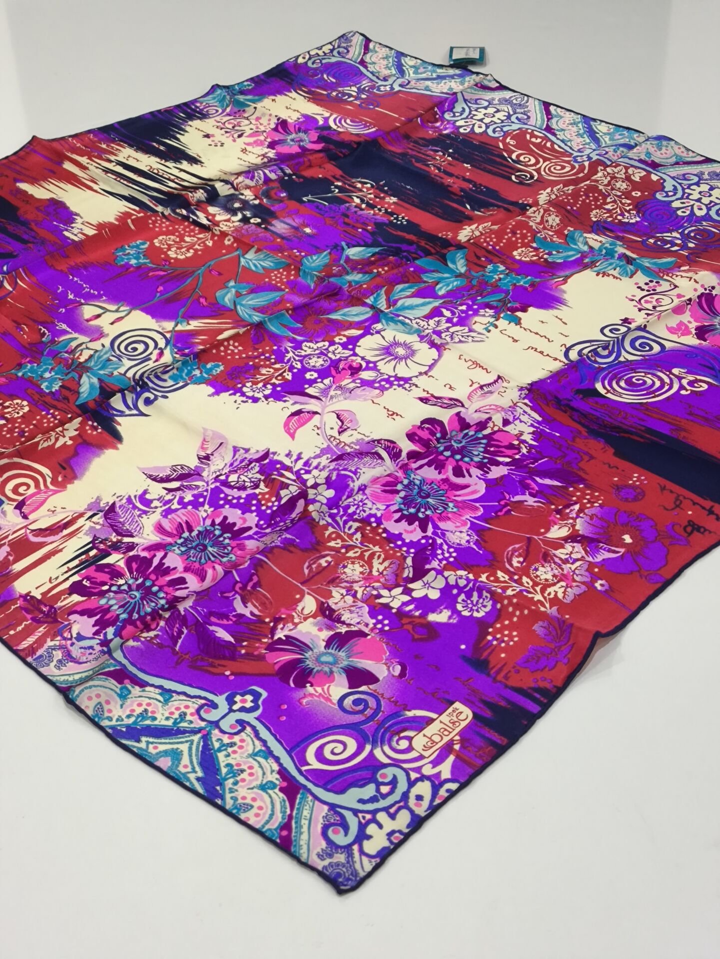 BALSE SURA İPEK EŞARP MOR ÇİÇEKLİ  5004-1