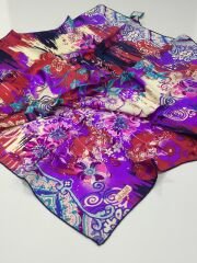 BALSE SURA İPEK EŞARP MOR ÇİÇEKLİ  5004-1