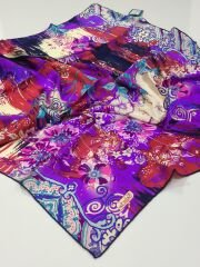 BALSE SURA İPEK EŞARP MOR ÇİÇEKLİ  5004-1