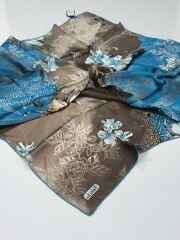 BALSE SURA İPEK EŞARP VİZON KAHVE MAVİ 5011-1