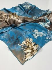 BALSE SURA İPEK EŞARP VİZON KAHVE MAVİ 5011-1