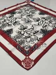 BALSE SURA İPEK EŞARP KIRMIZI SİYAH 5012-1