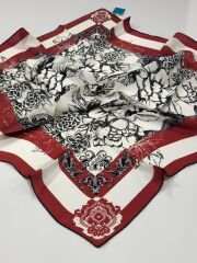 BALSE SURA İPEK EŞARP KIRMIZI SİYAH 5012-1