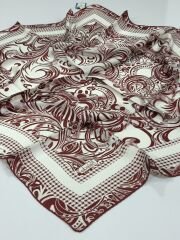 BALSE SURA İPEK EŞARP BORDO KREM 5013-1