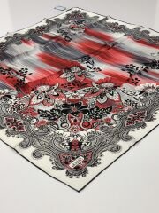 BALSE SURA İPEK EŞARP KIRMIZI SİYAH BEYAZ 5016-2