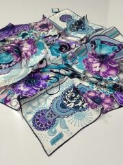 BALSE SURA İPEK EŞARP TURKUAZ MAVİ 5017-1