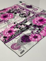 BALSE SURA İPEK EŞARP FUŞYA SİYAH 5017-2