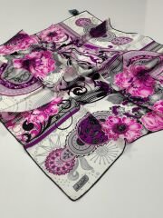 BALSE SURA İPEK EŞARP FUŞYA SİYAH 5017-2