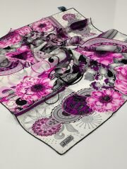 BALSE SURA İPEK EŞARP FUŞYA SİYAH 5017-2