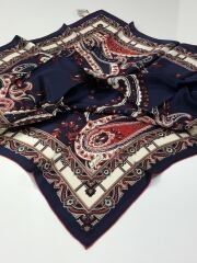 BALSE SURA İPEK EŞARP LACİVERT BORDO 5019-1