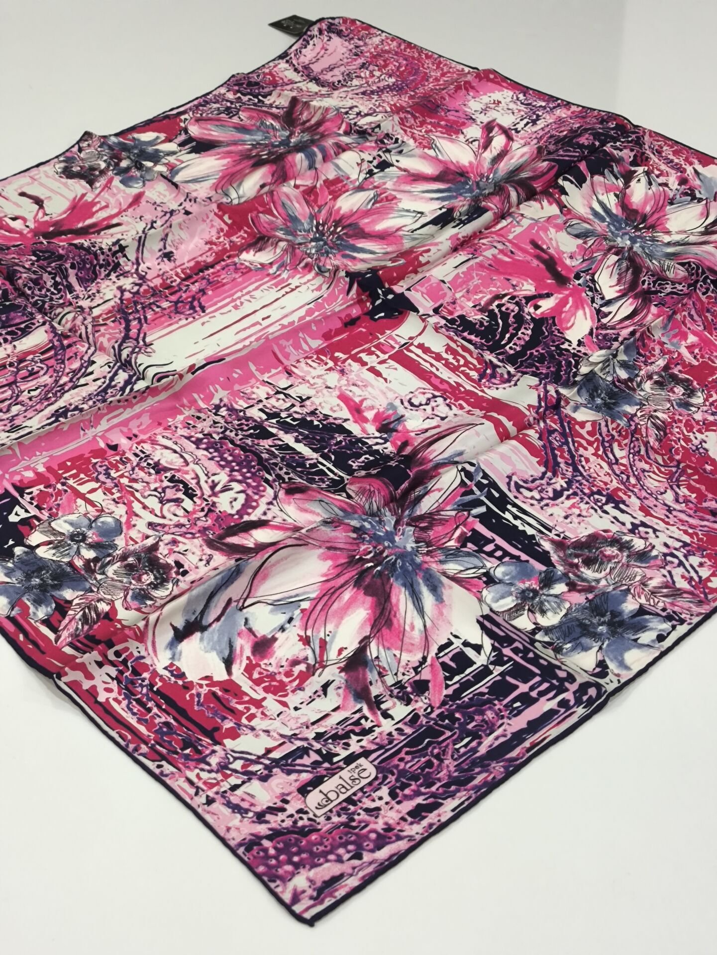 BALSE SURA İPEK EŞARP LACİVERT FUŞYA 5021-1