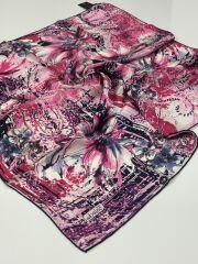 BALSE SURA İPEK EŞARP LACİVERT FUŞYA 5021-1