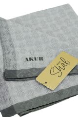 AKER MONOGRAM JAKAR EŞARP 6060950-974 KOYU GRİ