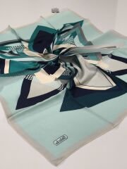 BALSE SURA İPEK EŞARP MİNT YEŞİL LACİVERT 5022-2