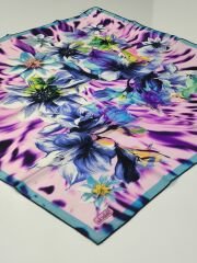 BALSE SURA İPEK EŞARP MAVİ PEMBE 5023-2