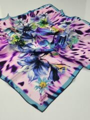 BALSE SURA İPEK EŞARP MAVİ PEMBE 5023-2