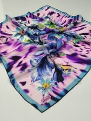 BALSE SURA İPEK EŞARP MAVİ PEMBE 5023-2