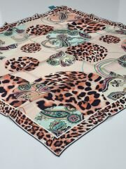 BALSE SURA İPEK EŞARP TURUNCU LACİVERT  5025-1