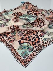 BALSE SURA İPEK EŞARP TURUNCU LACİVERT  5025-1