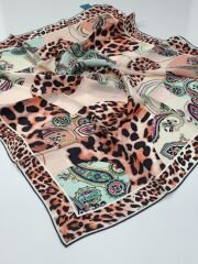 BALSE SURA İPEK EŞARP TURUNCU LACİVERT  5025-1