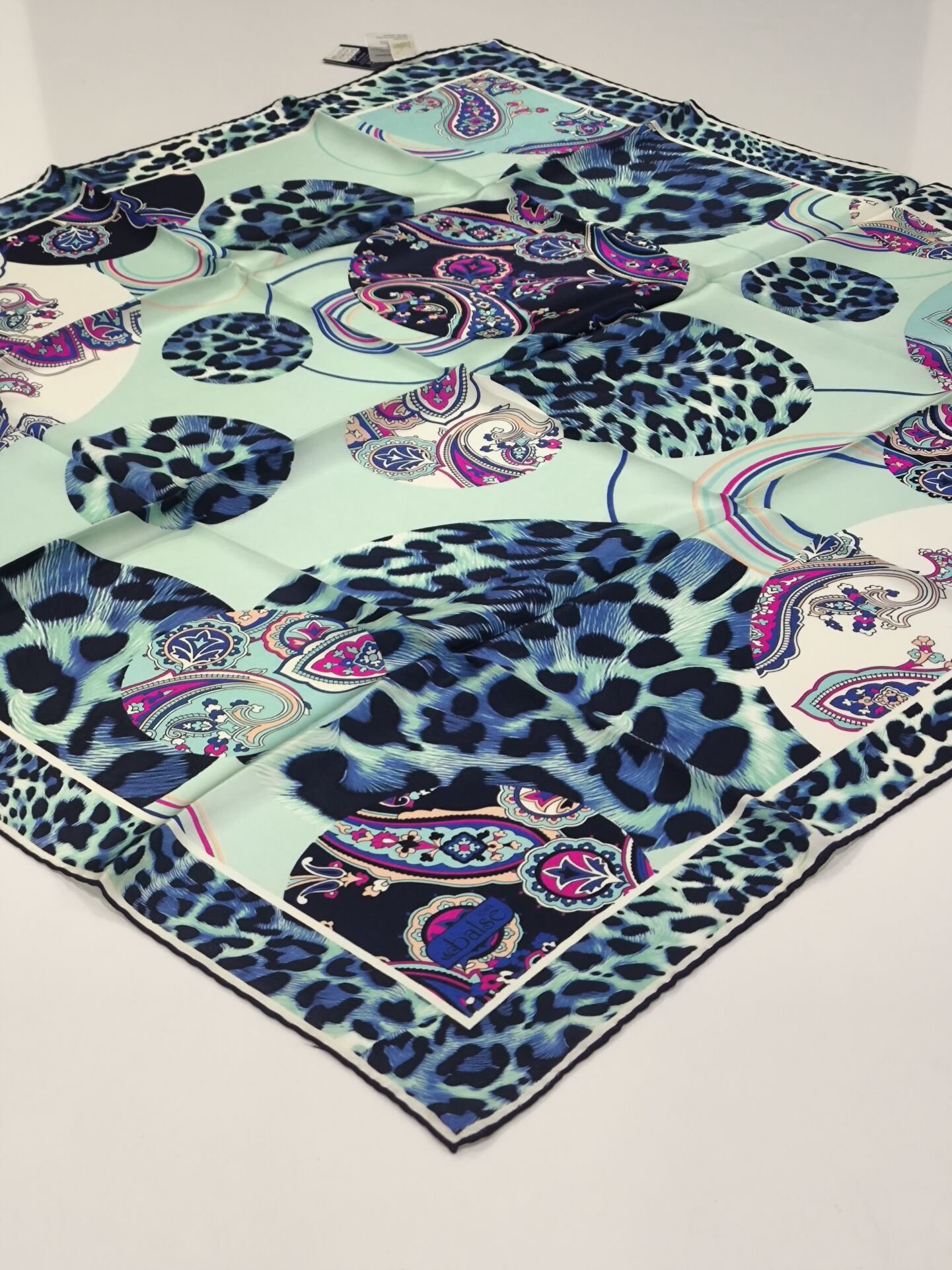 BALSE SURA İPEK EŞARP LACİVERT MİNT YEŞİL 5025-2