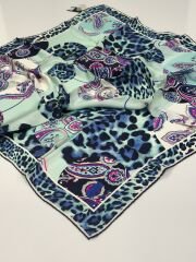 BALSE SURA İPEK EŞARP LACİVERT MİNT YEŞİL 5025-2