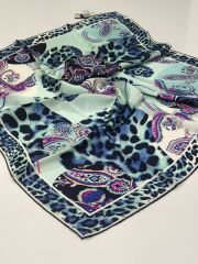 BALSE SURA İPEK EŞARP LACİVERT MİNT YEŞİL 5025-2