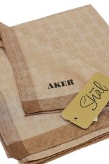 AKER MONOGRAM JAKAR EŞARP 6060950-935 SÜTLÜ KAHVE