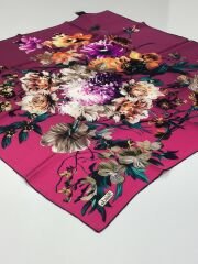 BALSE SURA İPEK EŞARP FUŞYA PETROL 5026-2