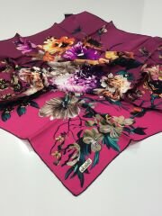 BALSE SURA İPEK EŞARP FUŞYA PETROL 5026-2