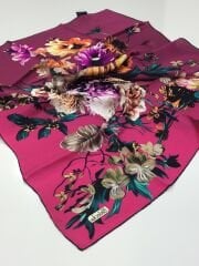 BALSE SURA İPEK EŞARP FUŞYA PETROL 5026-2