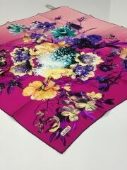 BALSE SURA İPEK EŞARP KOYU FUŞYA SARI 5026-3