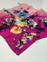 BALSE SURA İPEK EŞARP KOYU FUŞYA SARI 5026-3