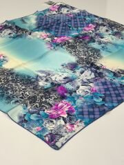 BALSE SURA İPEK EŞARP LACİVERT PETROL MAVİ 5027-2