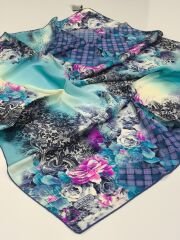 BALSE SURA İPEK EŞARP LACİVERT PETROL MAVİ 5027-2