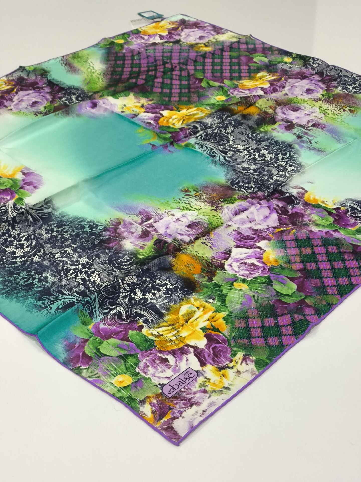 BALSE SURA İPEK EŞARP PETROL MOR YEŞİL 5027-3