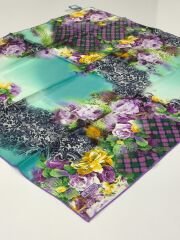 BALSE SURA İPEK EŞARP PETROL MOR YEŞİL 5027-3