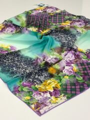 BALSE SURA İPEK EŞARP PETROL MOR YEŞİL 5027-3